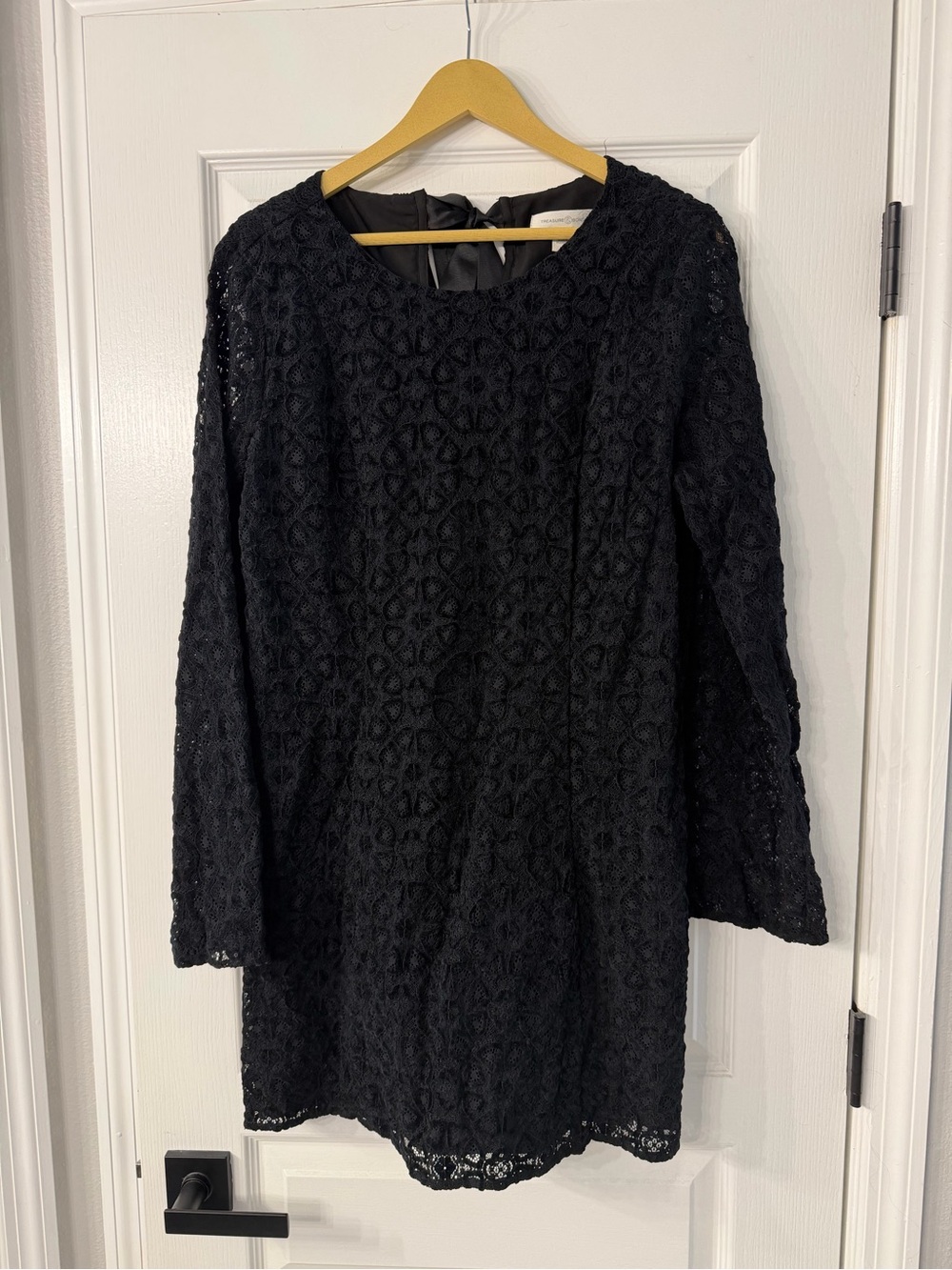 Treasure & Bond Black Lace Long-Sleeve Shift Dress